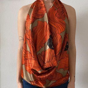 Orange Print Halter top early 2000's
